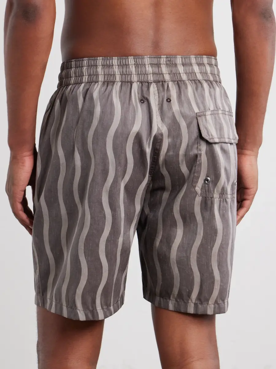 Frescobol Carioca Rio Linen Blend Cabana Wave -Print Swim Short - Men | Thumbnail 3