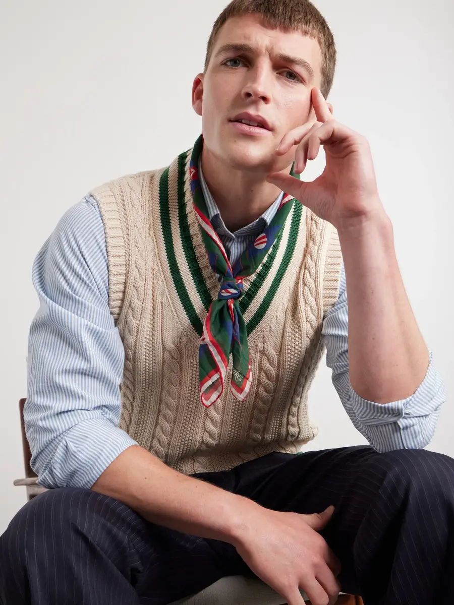Drake's Printed Cotton and Silk-Blend Scarf - Men | Thumbnail 2