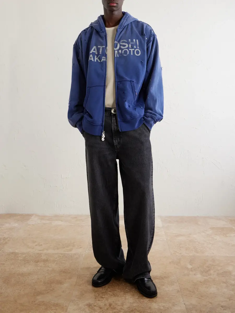 Satoshi Nakamoto Luke Logo-Printed Cotton-Fleece Zip-Up Hoodie - Men | Thumbnail 2 Satoshi Nakamoto Luke Logo-Printed Cotton-Fleece Zip-Up Hoodie - Men | Thumbnail 2