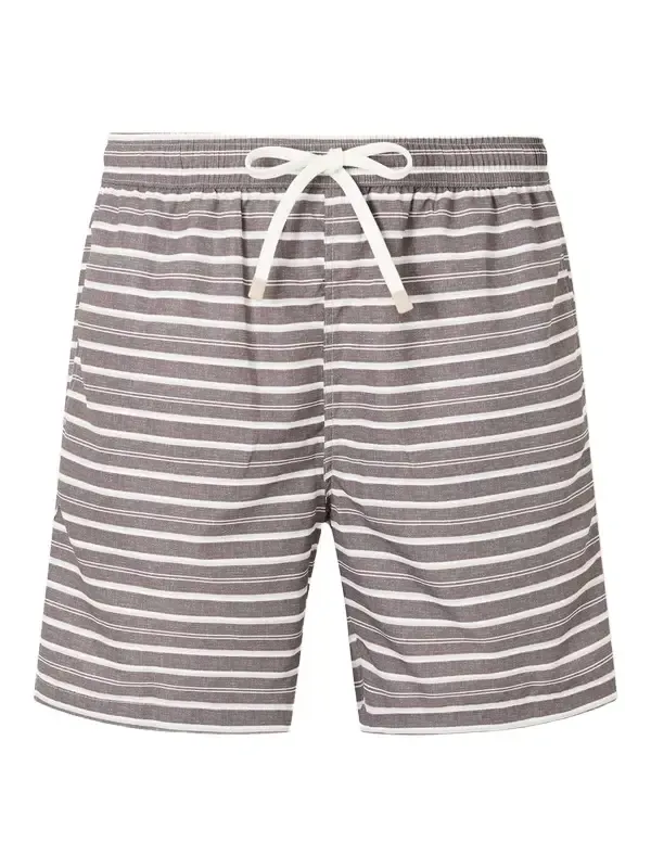 Straight-Leg Mid-Length Striped Swim Shorts - Men Straight-Leg Mid-Length Striped Swim Shorts - Men