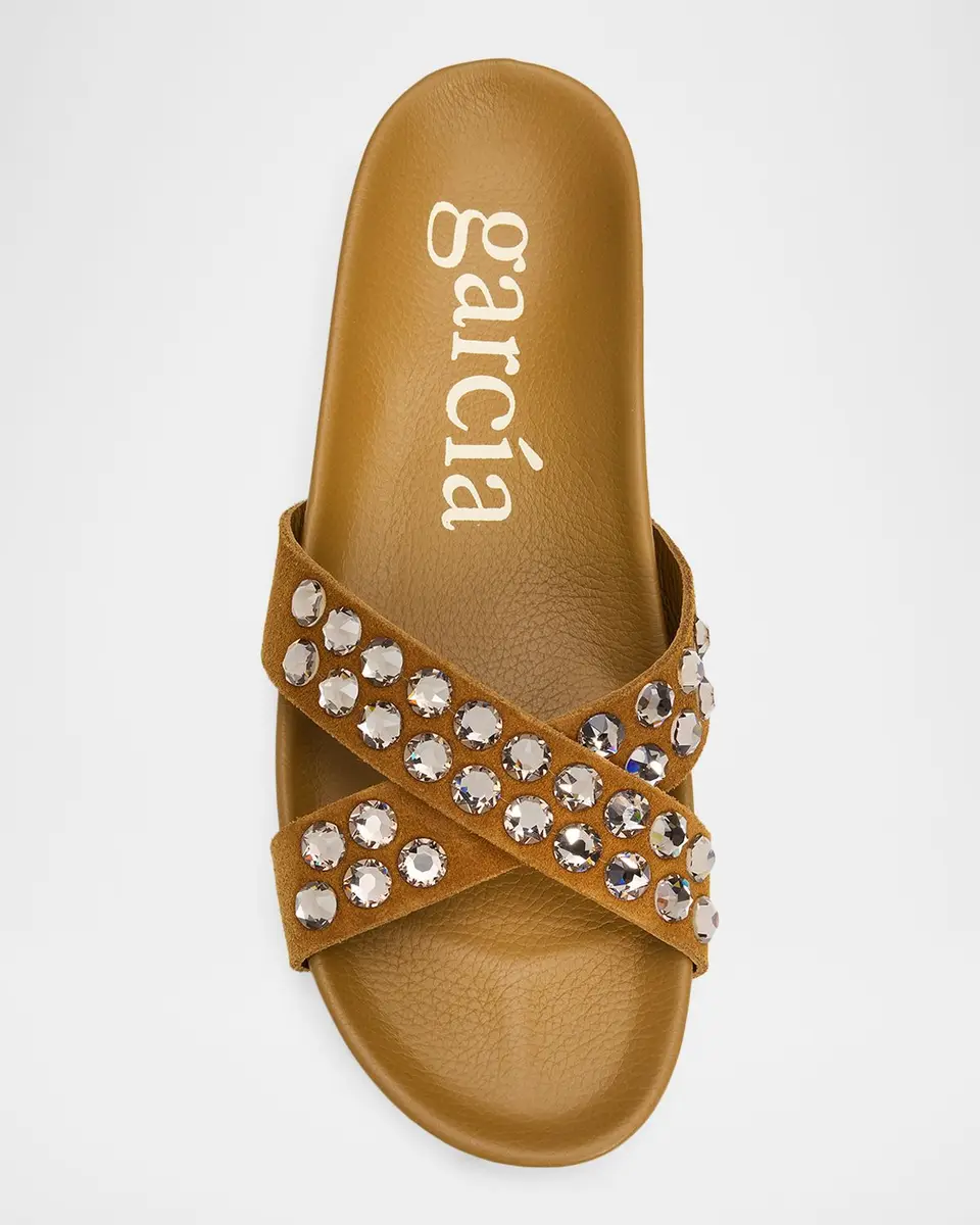 PEDRO GARCIA Analis Embellished Suede Flat Slide Sandals | Thumbnail 6 PEDRO GARCIA Analis Embellished Suede Flat Slide Sandals | Thumbnail 6
