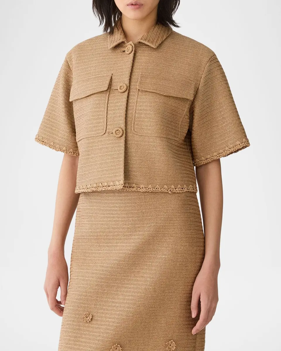 Lafayette 148 New York Raffia-Effect Boxy Cropped Jacket | Thumbnail 4 Lafayette 148 New York Raffia-Effect Boxy Cropped Jacket | Thumbnail 4