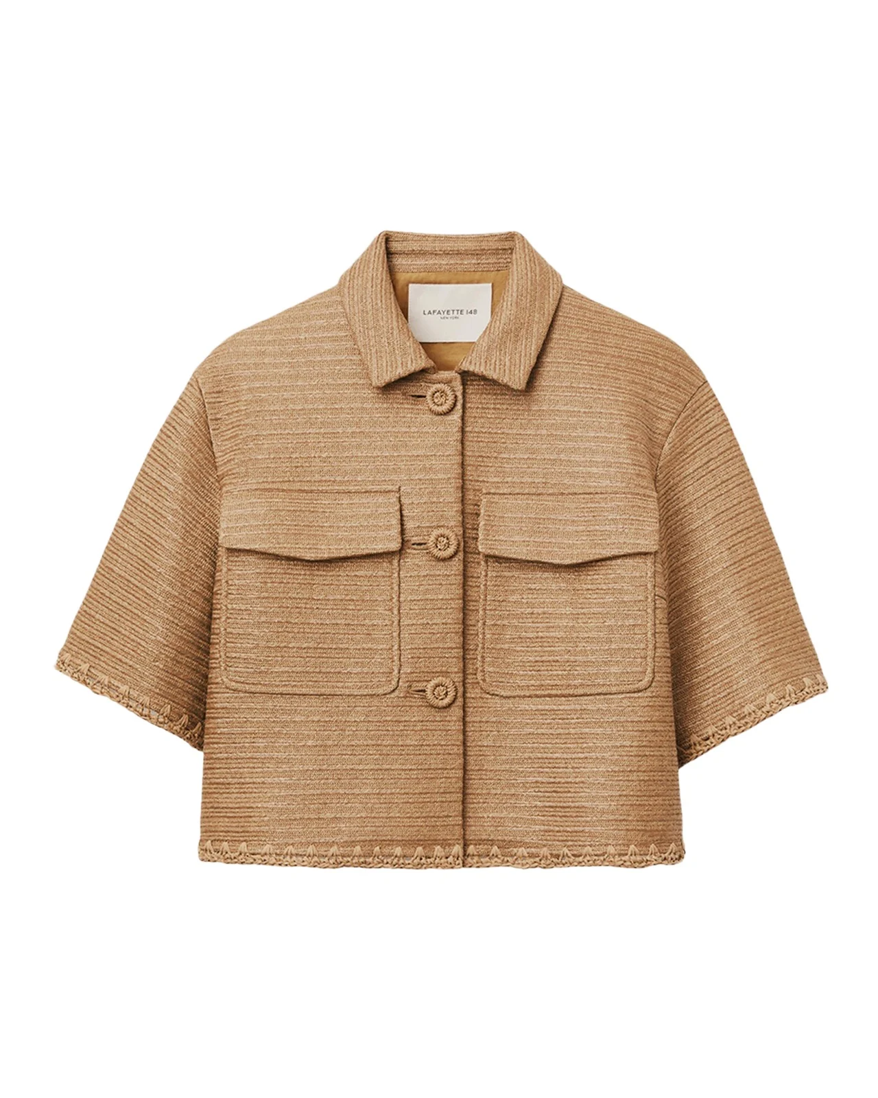 Lafayette 148 New York Raffia-Effect Boxy Cropped Jacket