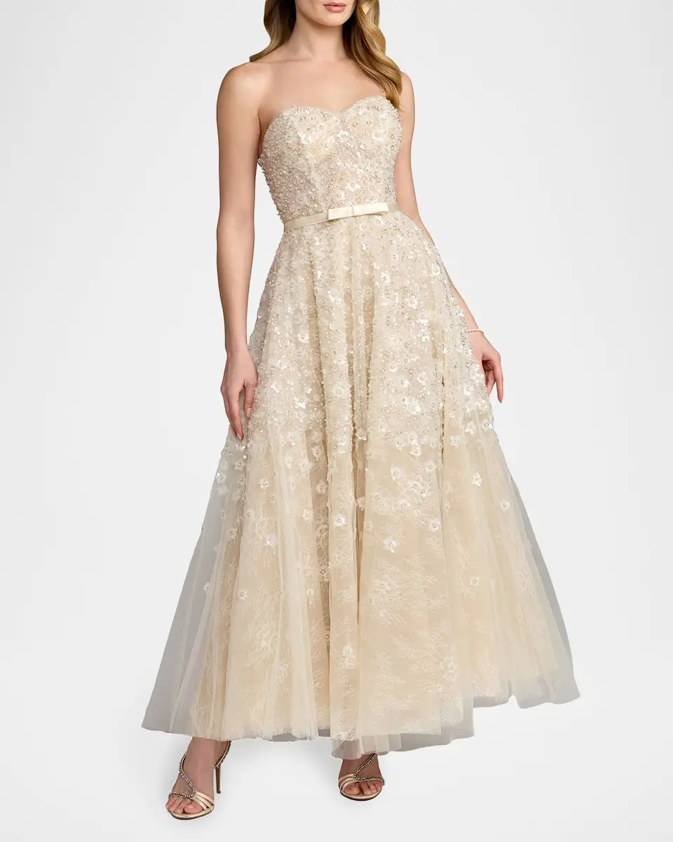 Mac Duggal Sequin Floral Strapless Gown | Thumbnail 2 Mac Duggal Sequin Floral Strapless Gown | Thumbnail 2