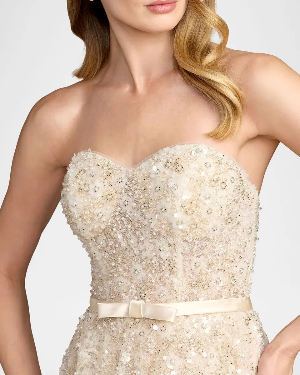 Mac Duggal Sequin Floral Strapless Gown | Thumbnail 4 Mac Duggal Sequin Floral Strapless Gown | Thumbnail 4