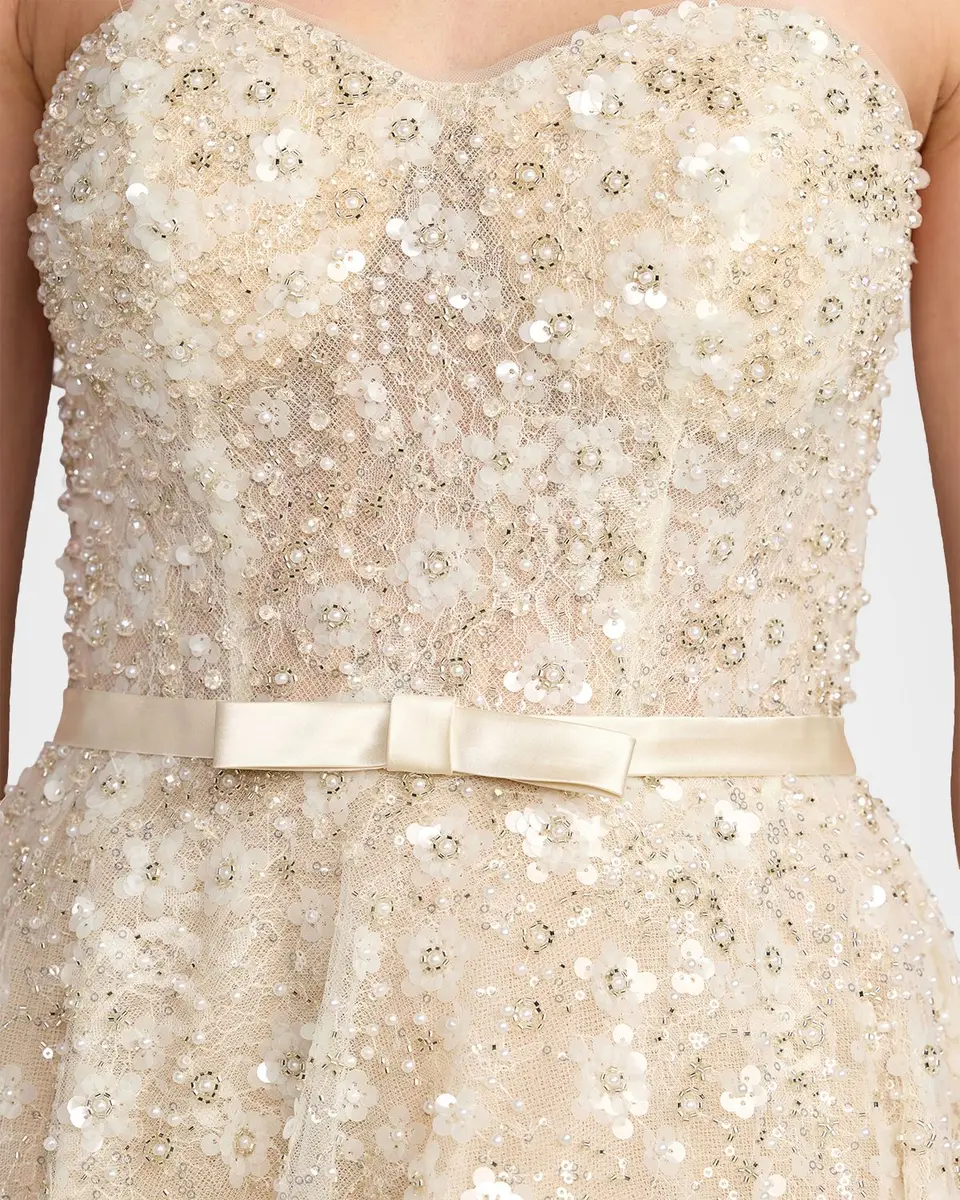 Mac Duggal Sequin Floral Strapless Gown | Thumbnail 5 Mac Duggal Sequin Floral Strapless Gown | Thumbnail 5
