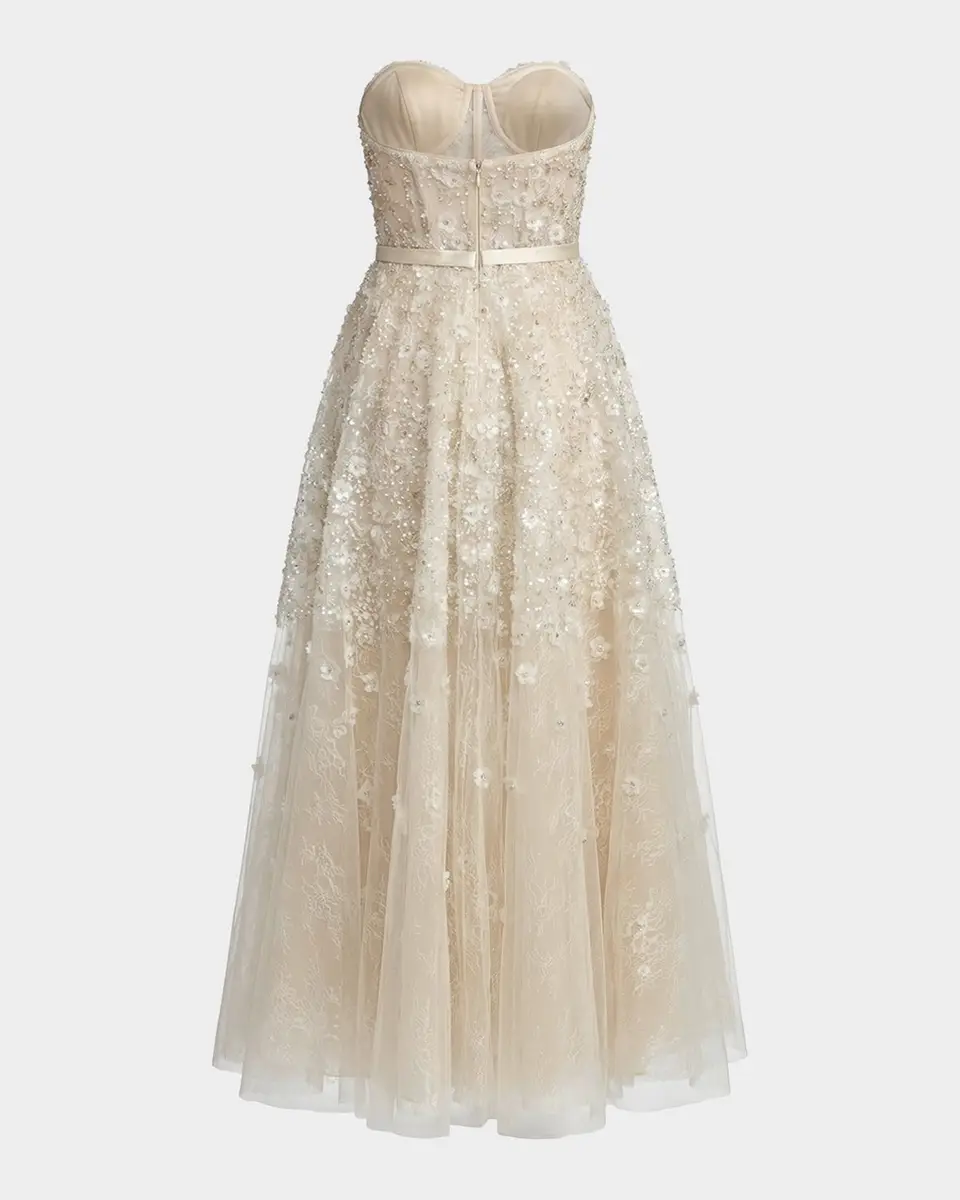 Mac Duggal Sequin Floral Strapless Gown | Thumbnail 6 Mac Duggal Sequin Floral Strapless Gown | Thumbnail 6