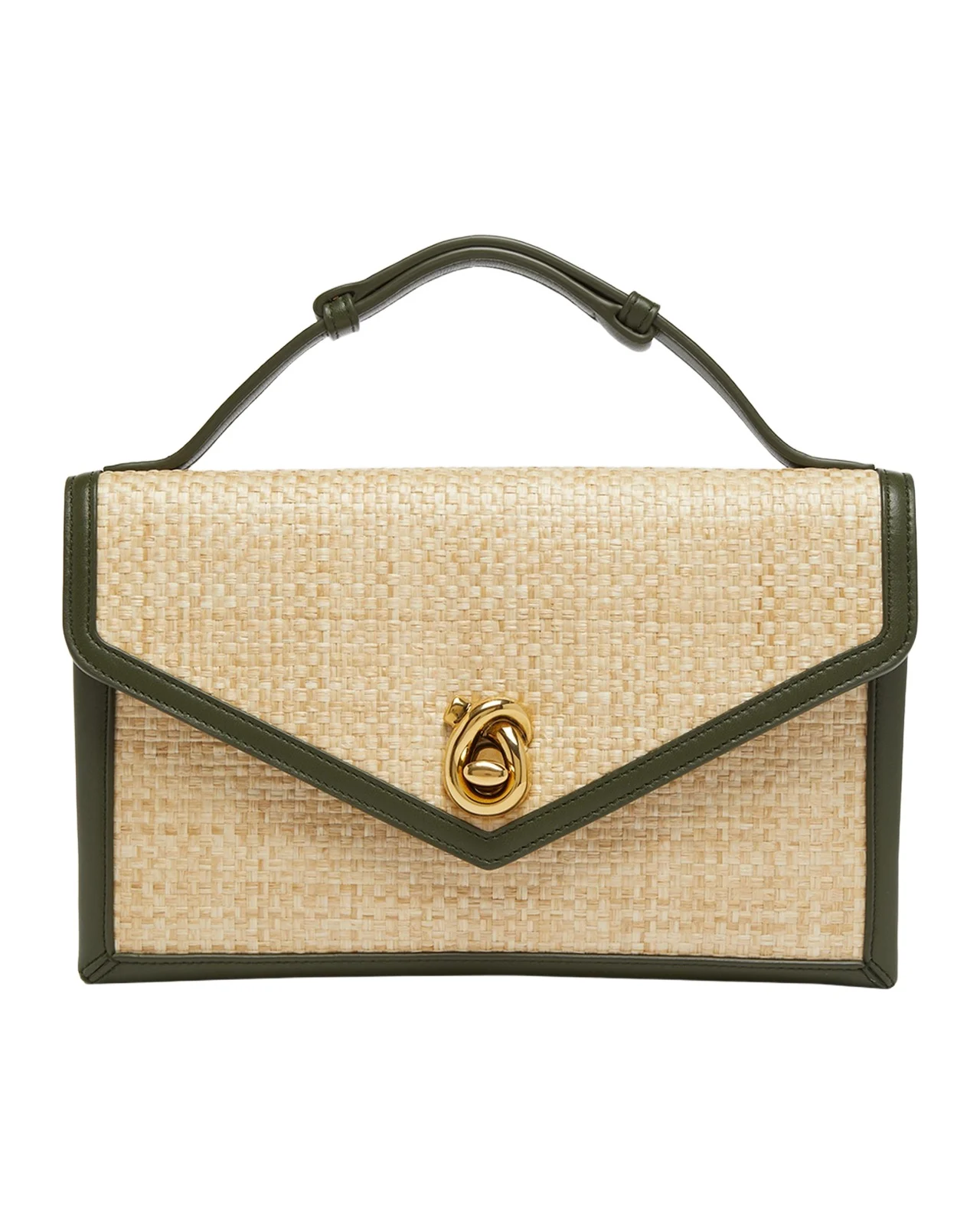 Bottega Veneta Knot-Lock Raffia Clutch Bag