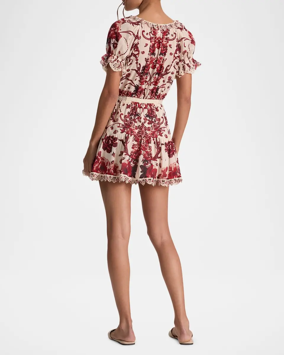 Alice + Olivia McLaine Embroidered Puff-Sleeve Mini Dress | Thumbnail 3 Alice + Olivia McLaine Embroidered Puff-Sleeve Mini Dress | Thumbnail 3