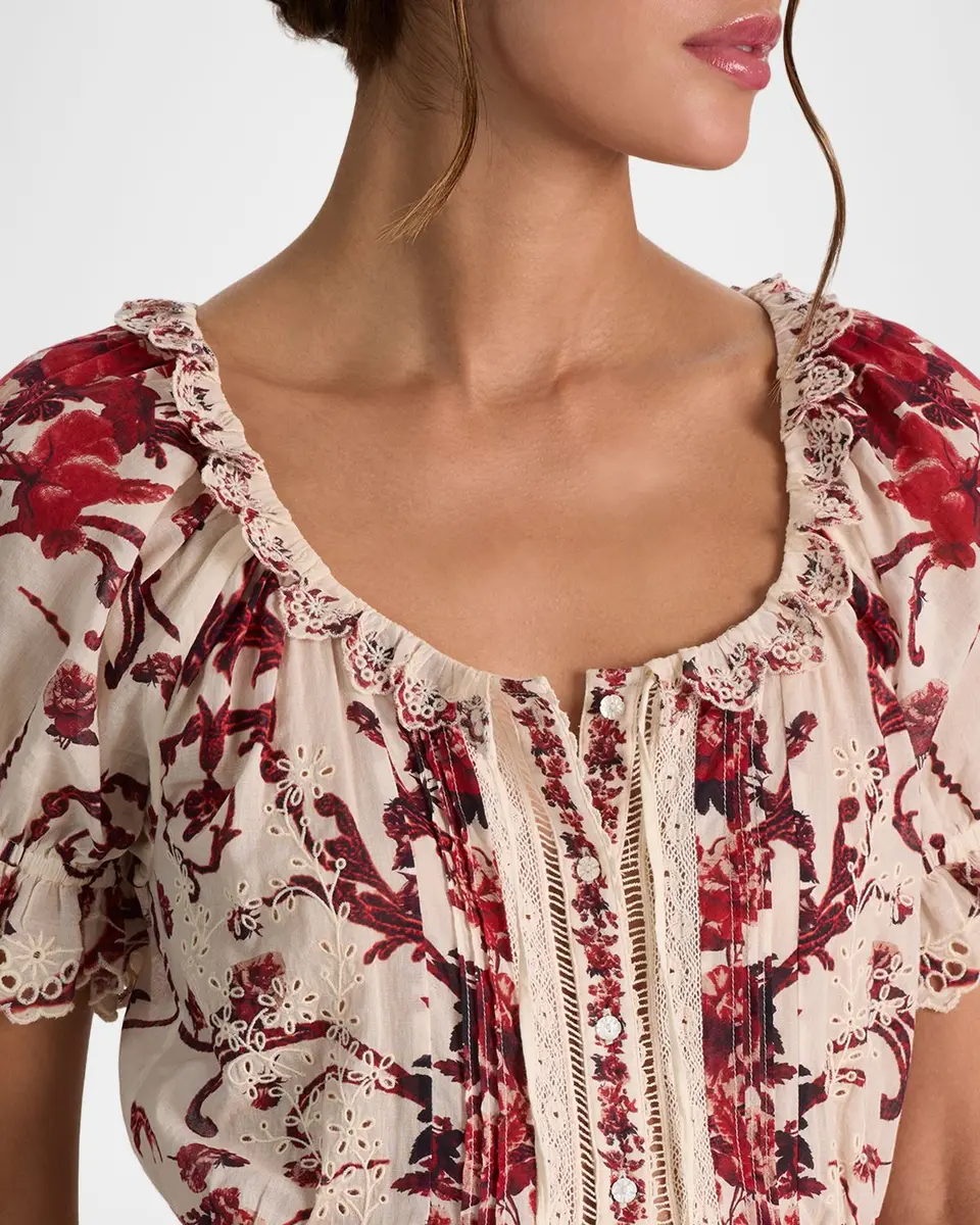 Alice + Olivia McLaine Embroidered Puff-Sleeve Mini Dress | Thumbnail 5 Alice + Olivia McLaine Embroidered Puff-Sleeve Mini Dress | Thumbnail 5