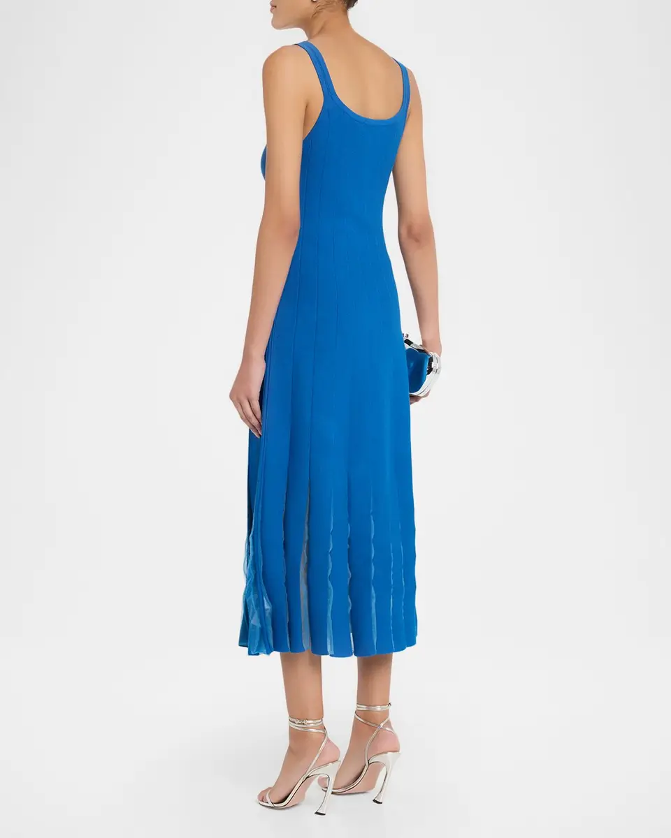 Elie Tahari Raelynn Rib-Knit Pleated A-Line Midi Dress | Thumbnail 3 Elie Tahari Raelynn Rib-Knit Pleated A-Line Midi Dress | Thumbnail 3
