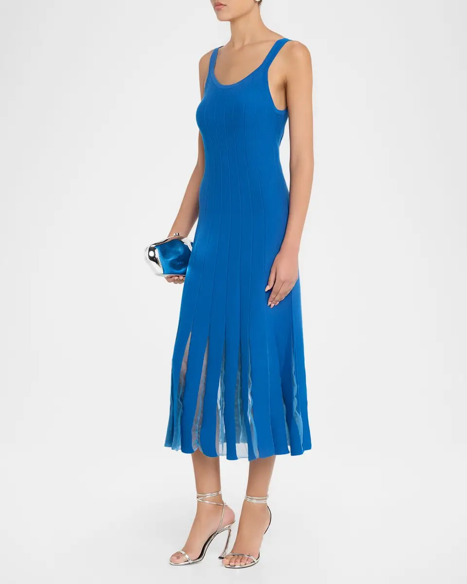 Elie Tahari Raelynn Rib-Knit Pleated A-Line Midi Dress | Thumbnail 4 Elie Tahari Raelynn Rib-Knit Pleated A-Line Midi Dress | Thumbnail 4