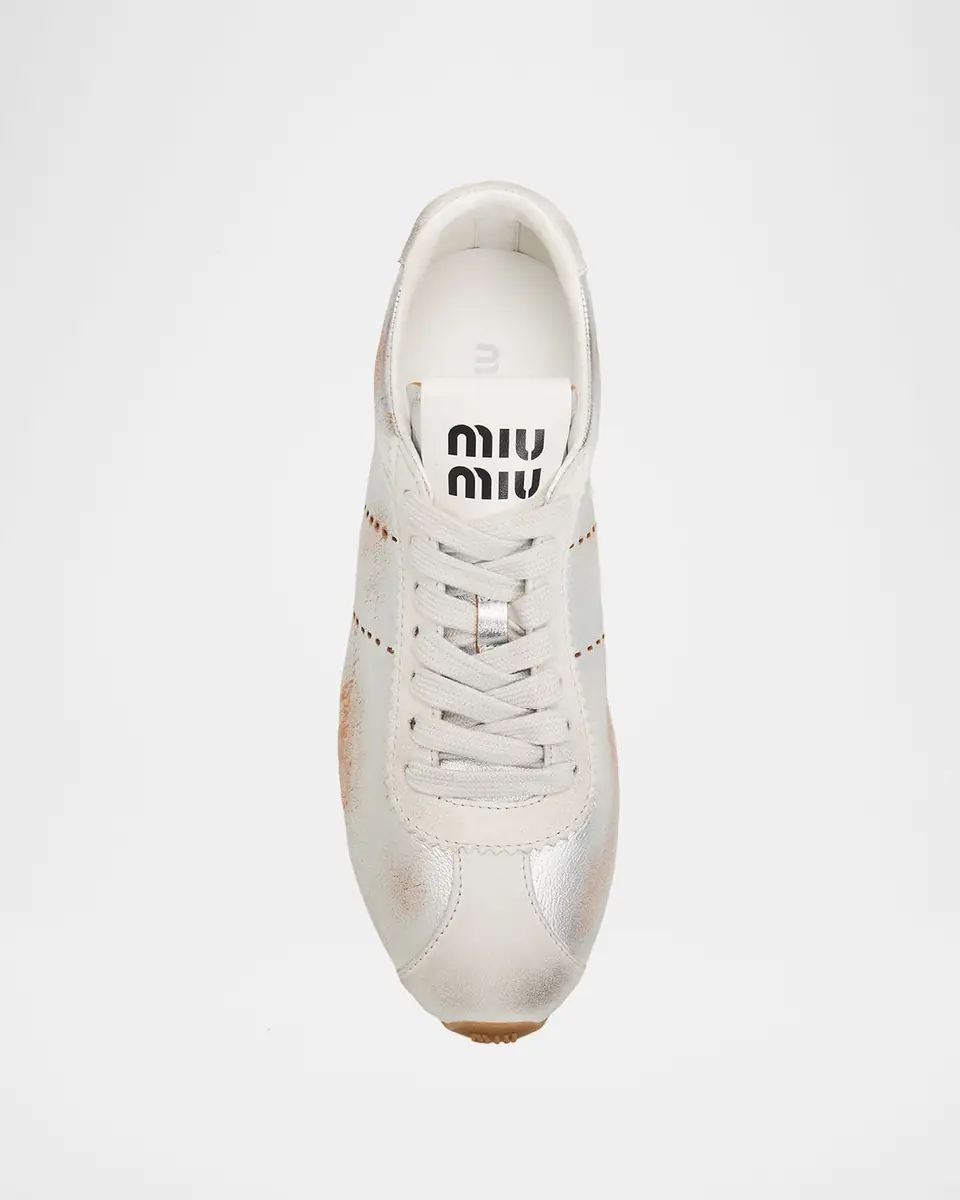 Miu Miu Metallic Leather Low-Top Sneakers | Thumbnail 6 Miu Miu Metallic Leather Low-Top Sneakers | Thumbnail 6