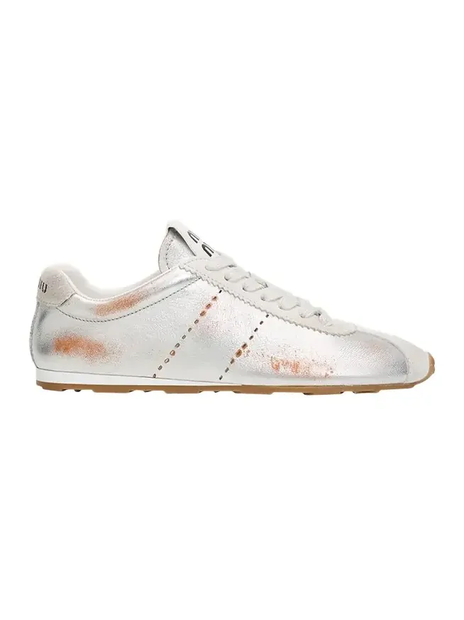 Metallic Leather Low-Top Sneakers