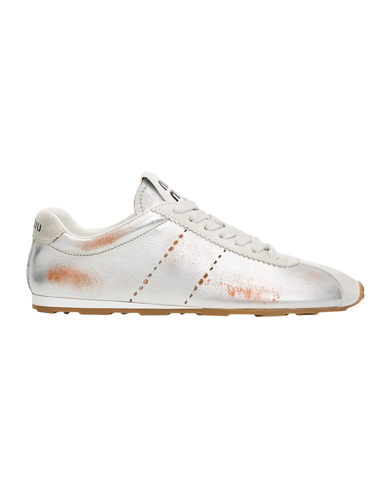 Metallic Leather Low-Top Sneakers