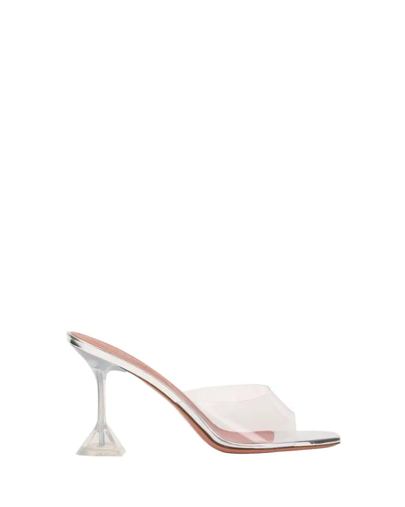 Amina Muaddi Lupita Clear Slide Mule Sandals | Image 1 Amina Muaddi Lupita Clear Slide Mule Sandals | Image 1