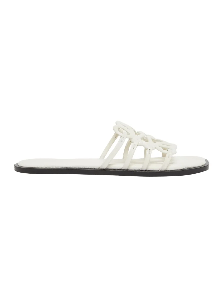 Petal Leather Anagram Slide Sandals