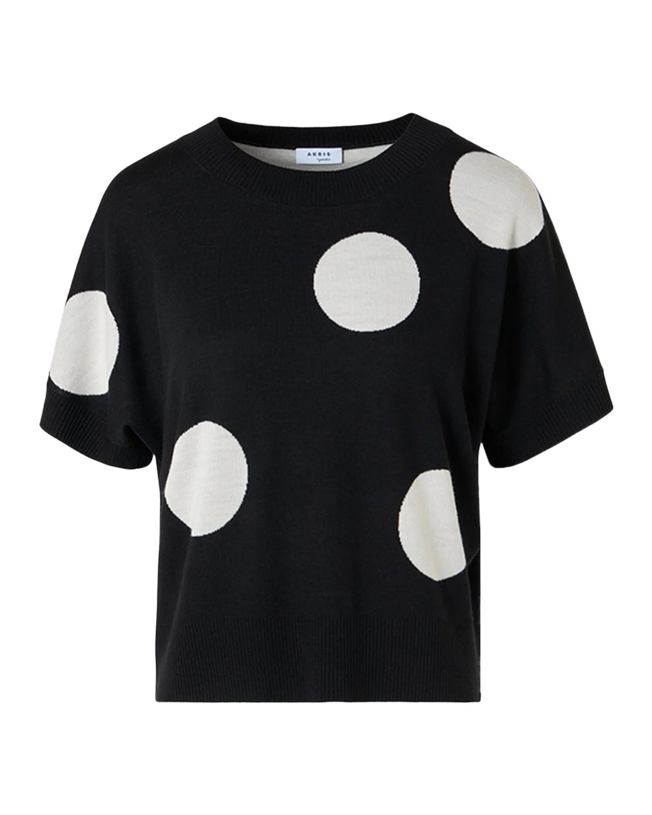 Polka-Dot Merino Wool Short-Sleeve Sweater
