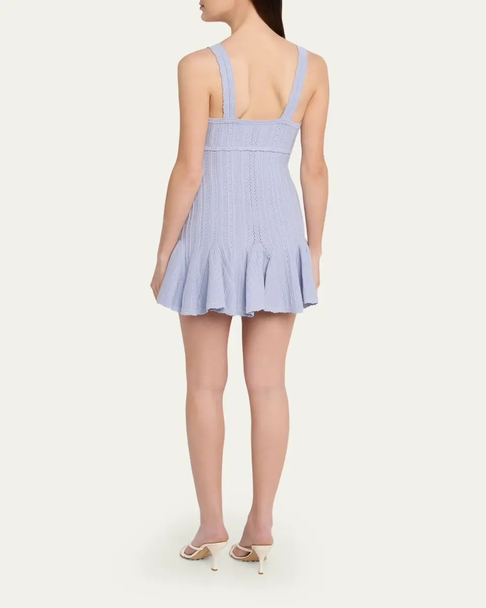 LoveShackFancy Tabatha Pointelle Knit Mini Dress | Thumbnail 3