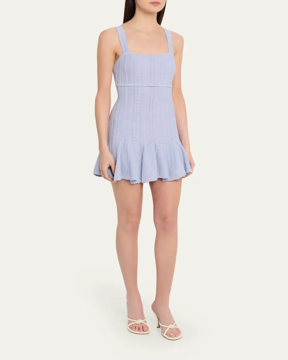 LoveShackFancy Tabatha Pointelle Knit Mini Dress | Thumbnail 4