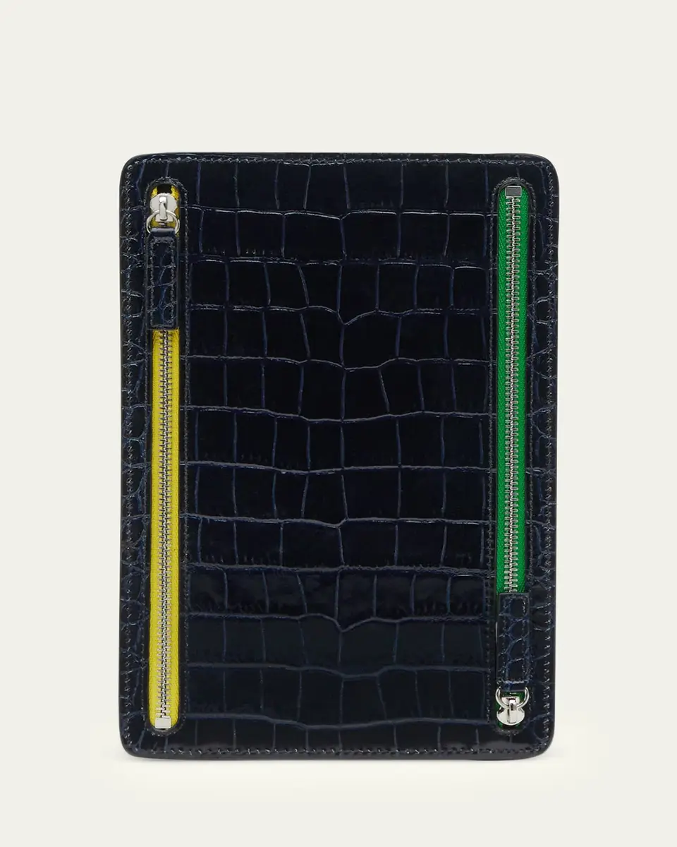 Smythson Mara Croc-Embossed Leather Multi-Zip Currency Case | Thumbnail 2