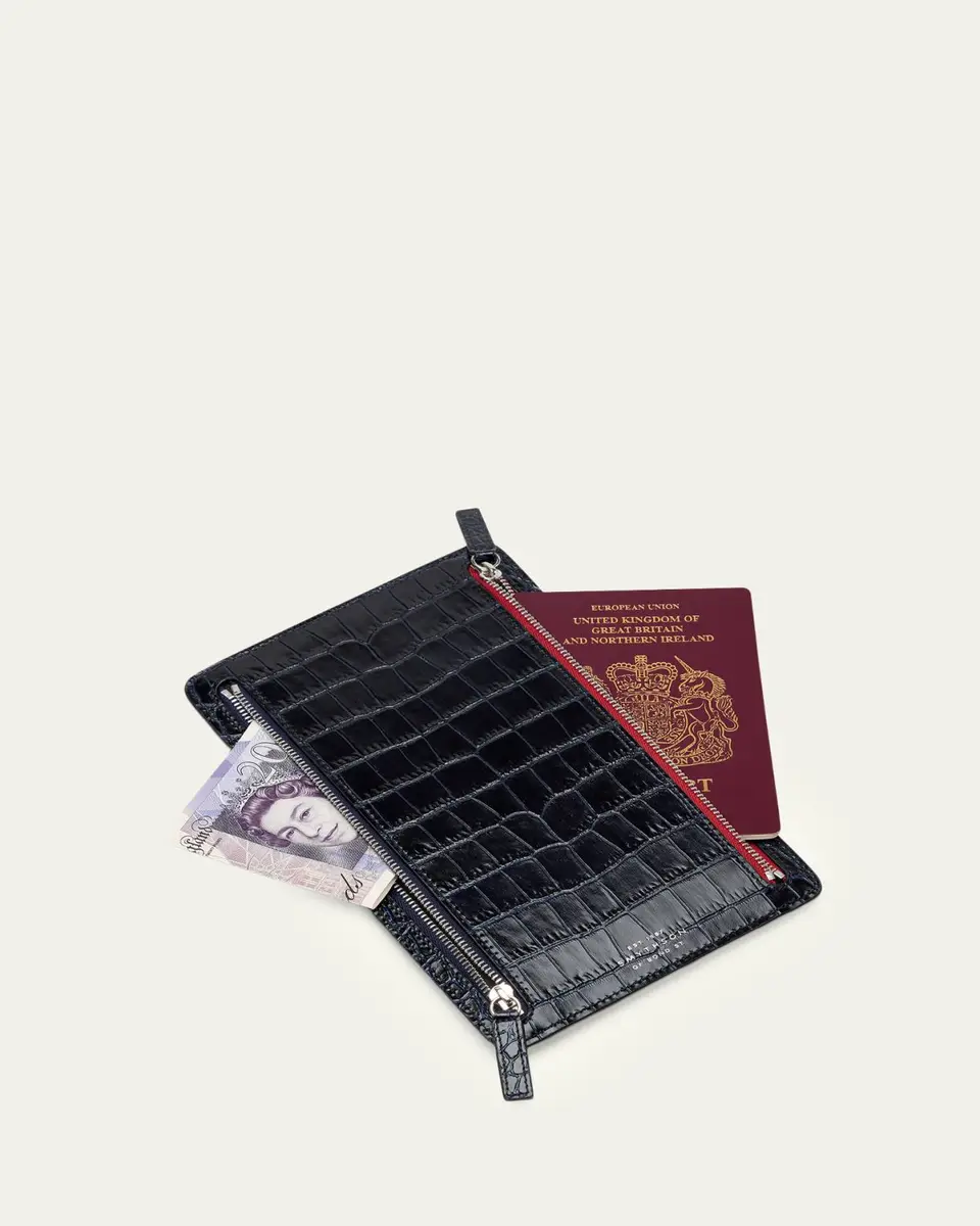 Smythson Mara Croc-Embossed Leather Multi-Zip Currency Case | Thumbnail 3