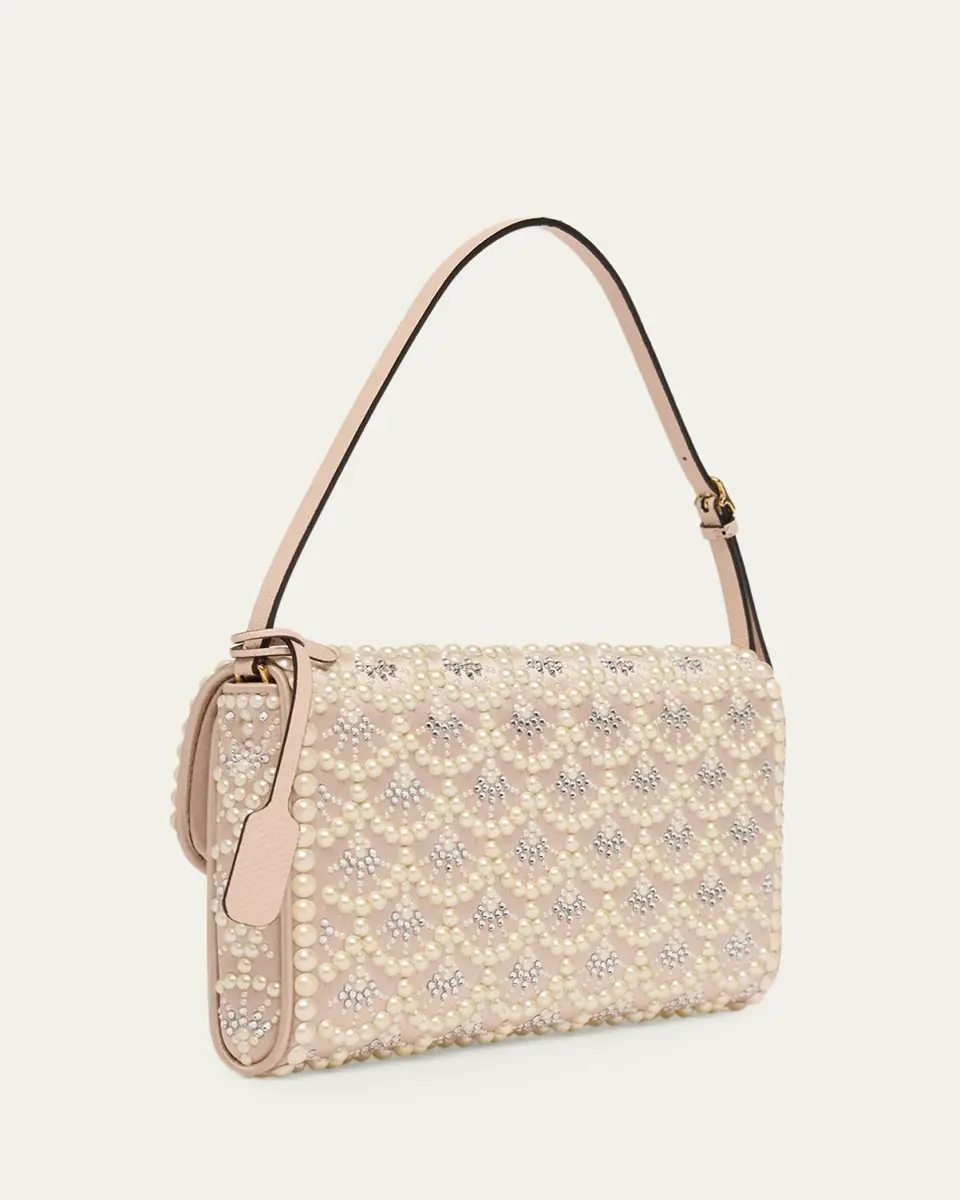 Valentino Garavani Devain Pearly-Embellished Satin Top-Handle Bag | Thumbnail 3
