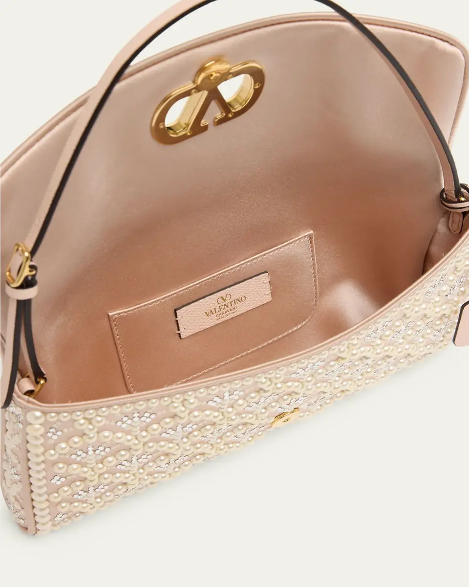 Valentino Garavani Devain Pearly-Embellished Satin Top-Handle Bag | Thumbnail 4