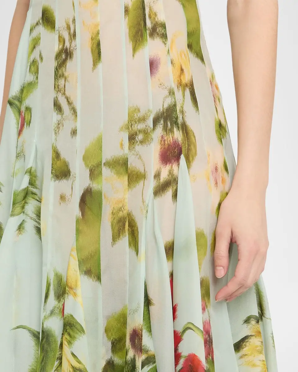 Oscar de la Renta Sleeveless Chine Hibiscus Silk Gazar Trumpet Gown | Thumbnail 5 Oscar de la Renta Sleeveless Chine Hibiscus Silk Gazar Trumpet Gown | Thumbnail 5
