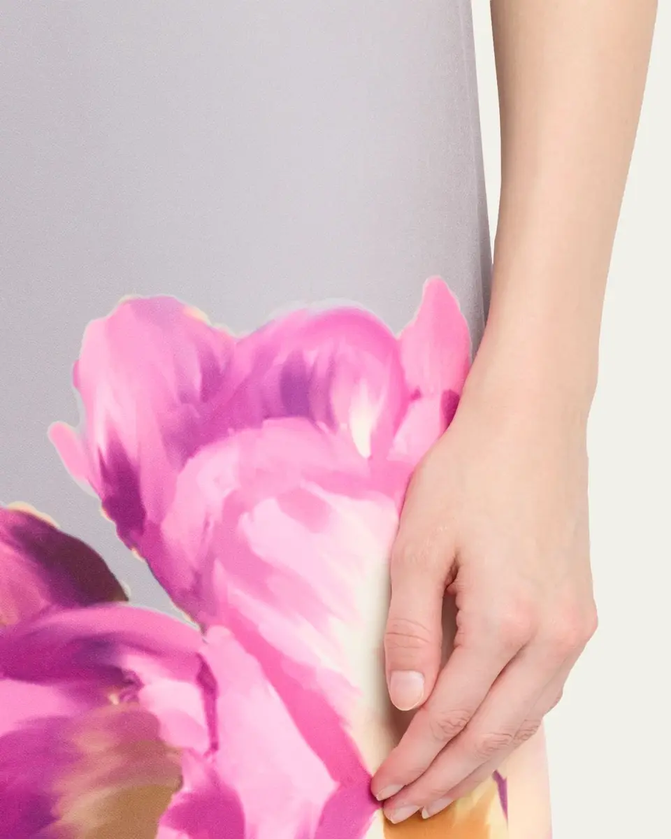 Rickie Freeman for Teri Jon Sleeveless Floral-Print Scuba Column Gown | Thumbnail 5 Rickie Freeman for Teri Jon Sleeveless Floral-Print Scuba Column Gown | Thumbnail 5