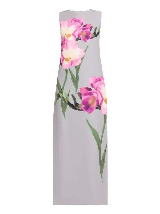 Sleeveless Floral-Print Scuba Column Gown Sleeveless Floral-Print Scuba Column Gown