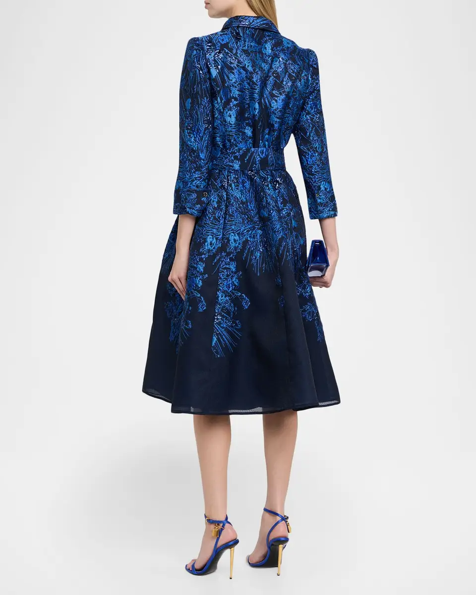 Rickie Freeman for Teri Jon Metallic Jacquard Organza Midi Shirtdress | Thumbnail 3 Rickie Freeman for Teri Jon Metallic Jacquard Organza Midi Shirtdress | Thumbnail 3