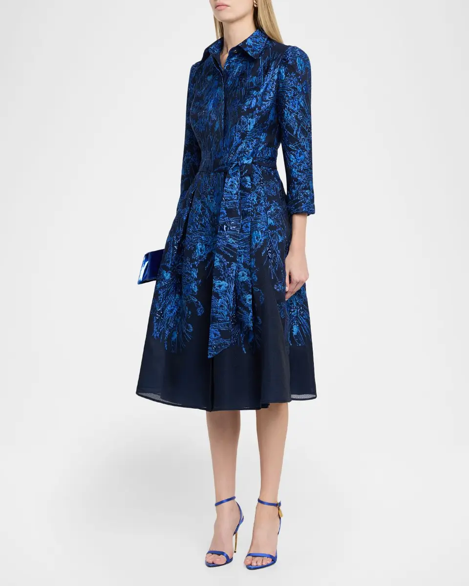 Rickie Freeman for Teri Jon Metallic Jacquard Organza Midi Shirtdress | Thumbnail 4 Rickie Freeman for Teri Jon Metallic Jacquard Organza Midi Shirtdress | Thumbnail 4