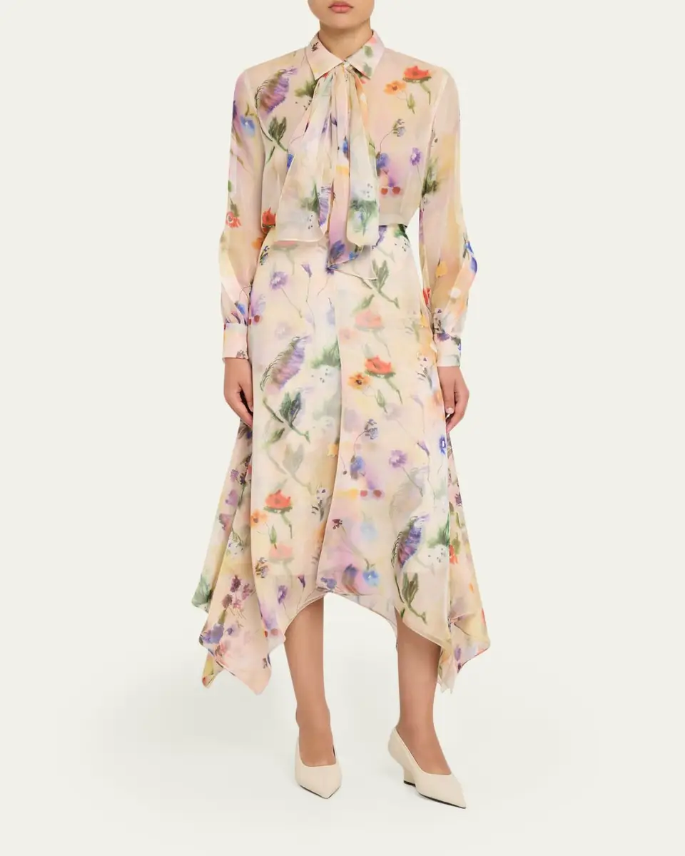 PRABAL GURUNG Floral-Print Handkerchief Hem Skirt | Thumbnail 2