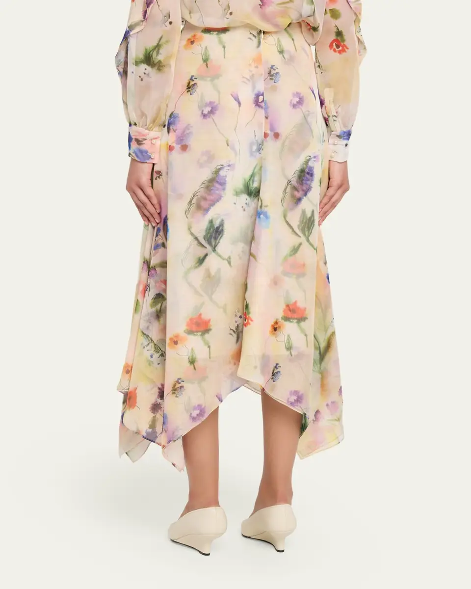 PRABAL GURUNG Floral-Print Handkerchief Hem Skirt | Thumbnail 3