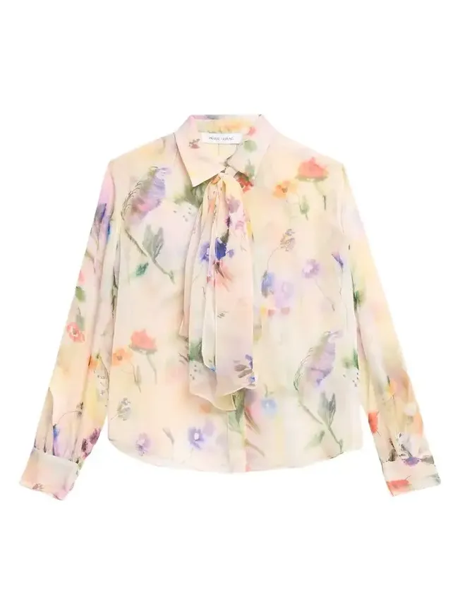 Floral-Print Handkerchief Hem Skirt