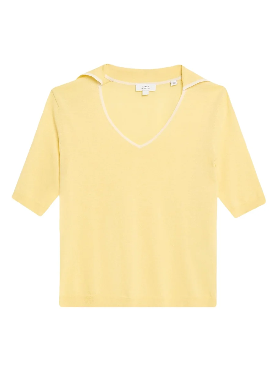 Tipped Elbow-Sleeve Knit Top Tipped Elbow-Sleeve Knit Top