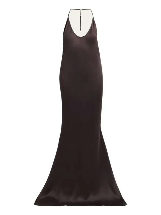 Draped Backless Satin Gown Draped Backless Satin Gown