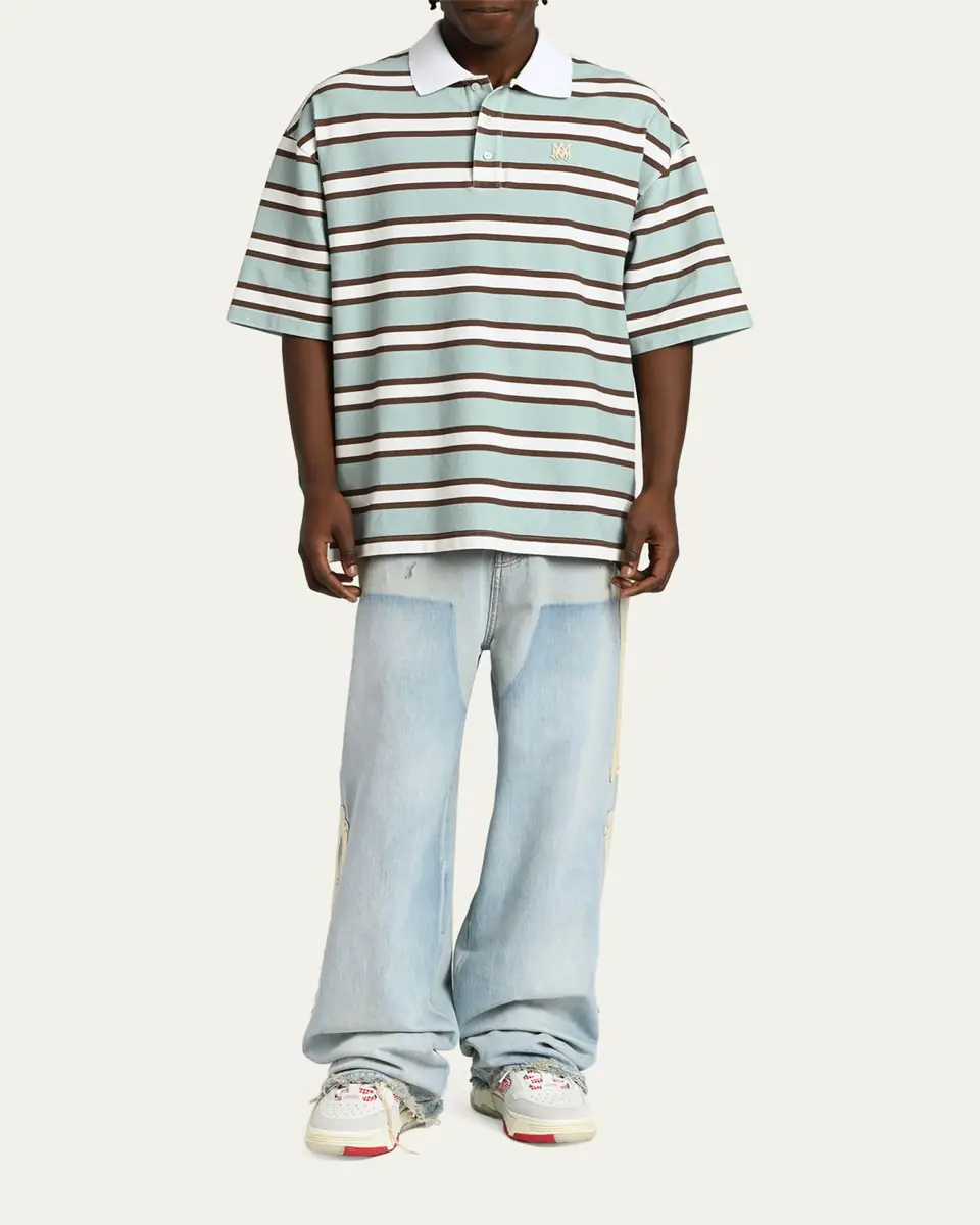 AMIRI Men's Light-Wash Denim Carpenter Jeans with Bone Appliques | Thumbnail 2