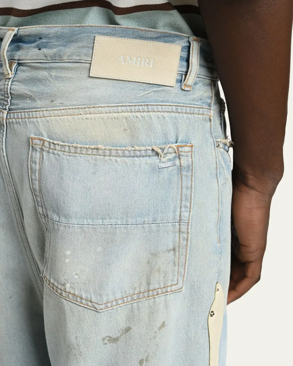 AMIRI Men's Light-Wash Denim Carpenter Jeans with Bone Appliques | Thumbnail 5