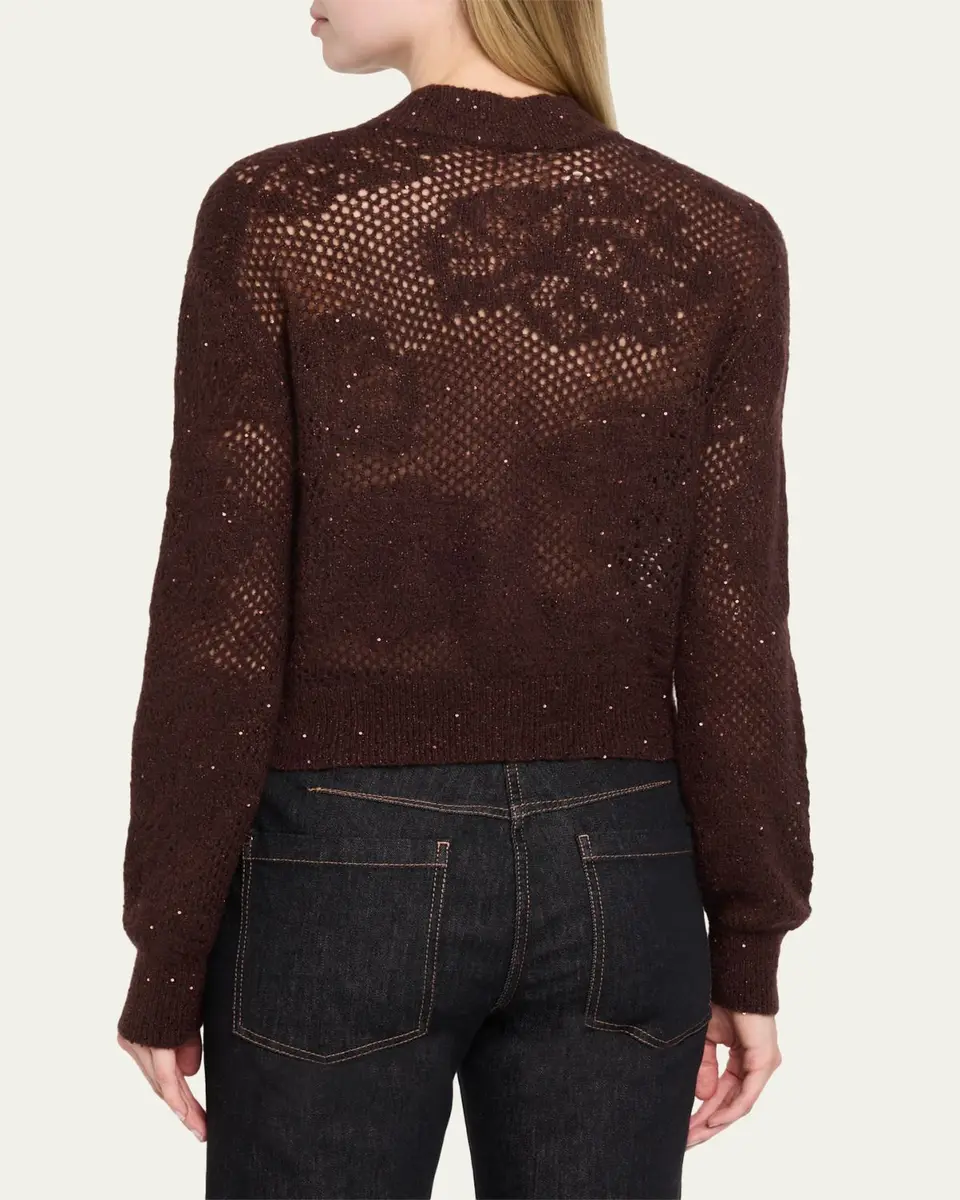 Brunello Cucinelli Glam-Knit Paillette Mesh Cardigan | Thumbnail 3 Brunello Cucinelli Glam-Knit Paillette Mesh Cardigan | Thumbnail 3