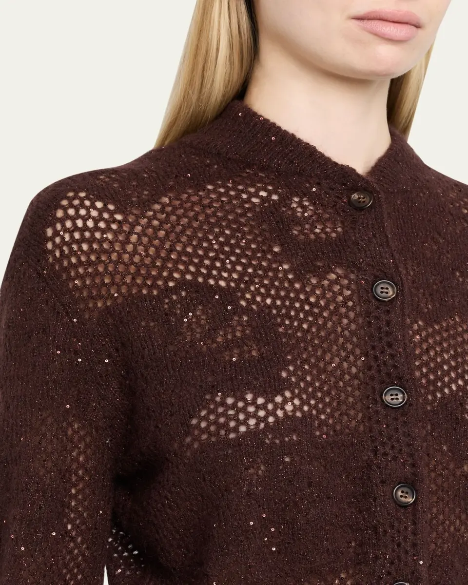 Brunello Cucinelli Glam-Knit Paillette Mesh Cardigan | Thumbnail 5 Brunello Cucinelli Glam-Knit Paillette Mesh Cardigan | Thumbnail 5