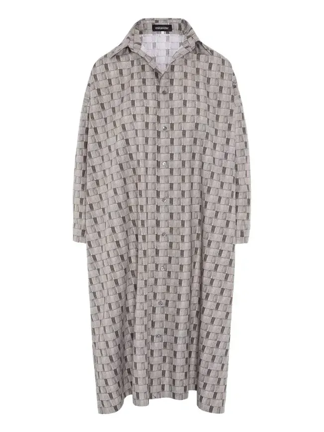 Geometric-Print Cotton Midi Shirtdress Geometric-Print Cotton Midi Shirtdress