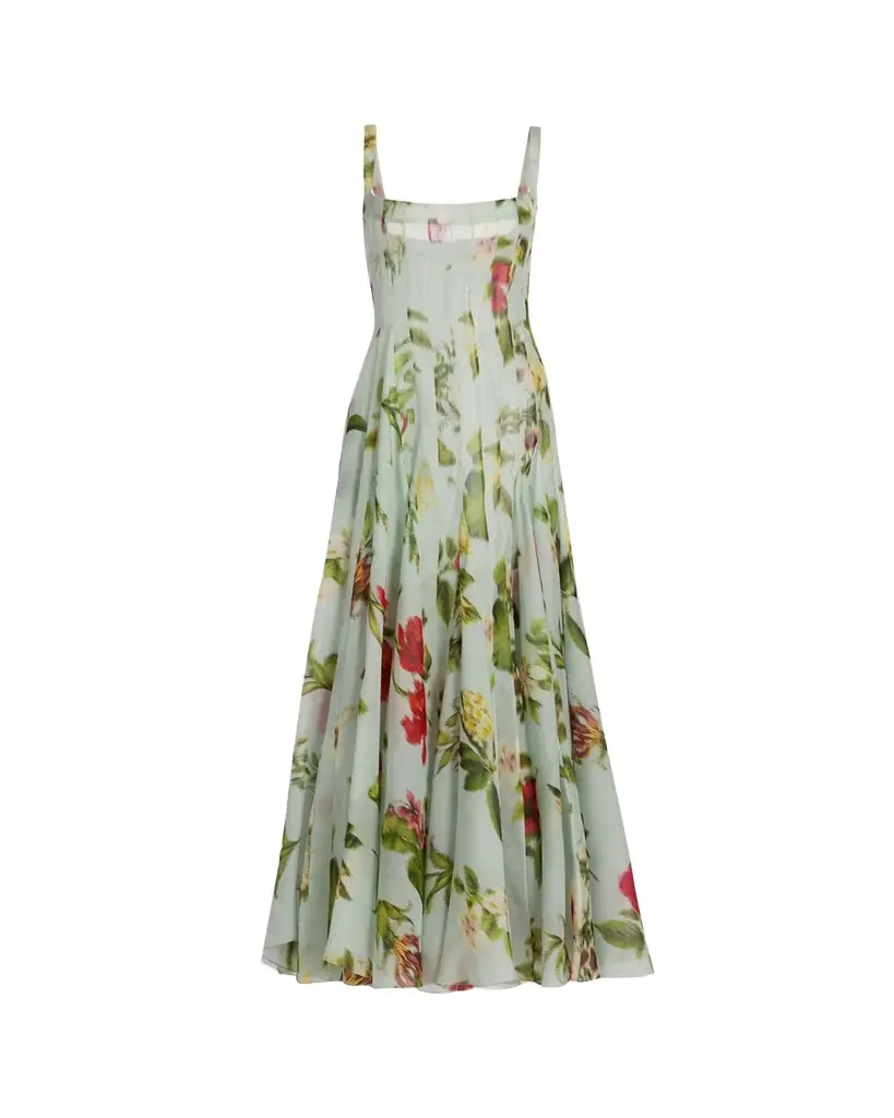 Oscar de la Renta Sleeveless Chine Hibiscus Silk Gazar Trumpet Gown | Image 1 Oscar de la Renta Sleeveless Chine Hibiscus Silk Gazar Trumpet Gown | Image 1