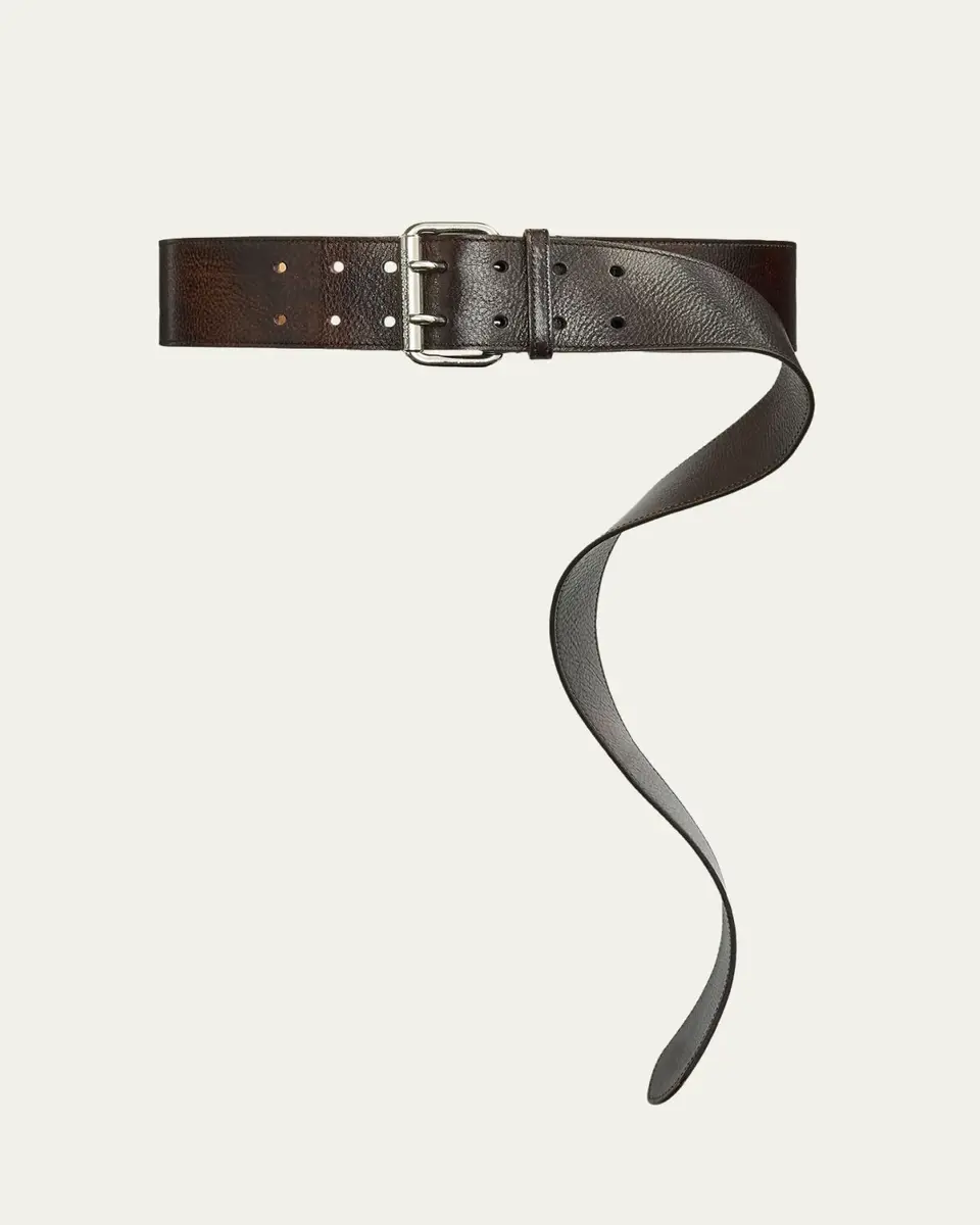 Ralph Lauren Collection Distressed Double-Prong Long Belt | Thumbnail 3 Ralph Lauren Collection Distressed Double-Prong Long Belt | Thumbnail 3