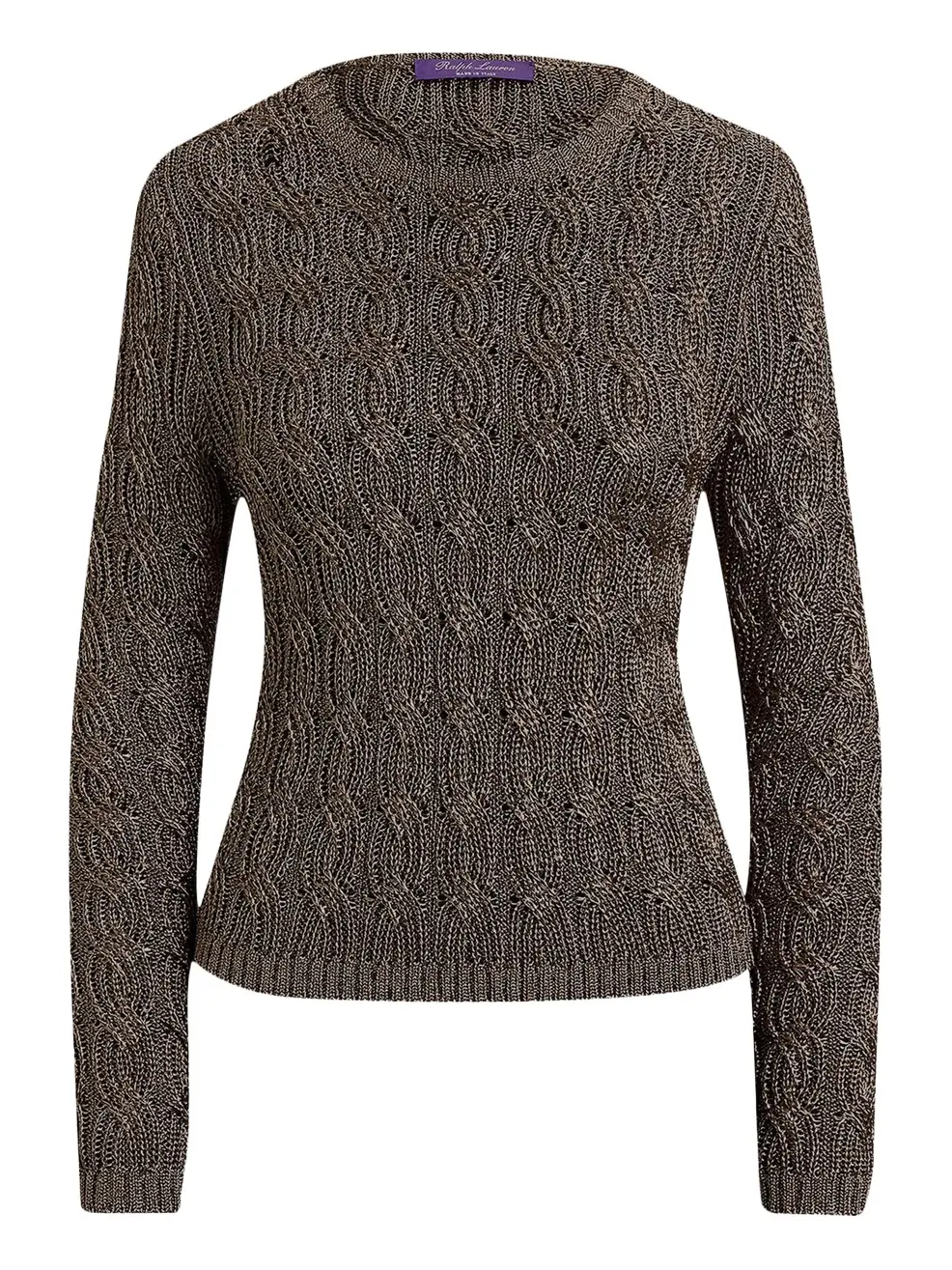 Metallic Cable-Knit Crewneck Sweater Metallic Cable-Knit Crewneck Sweater