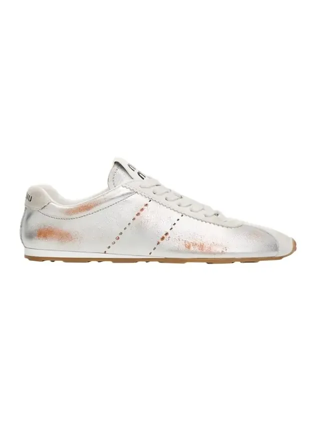 Metallic Leather Low-Top Sneakers
