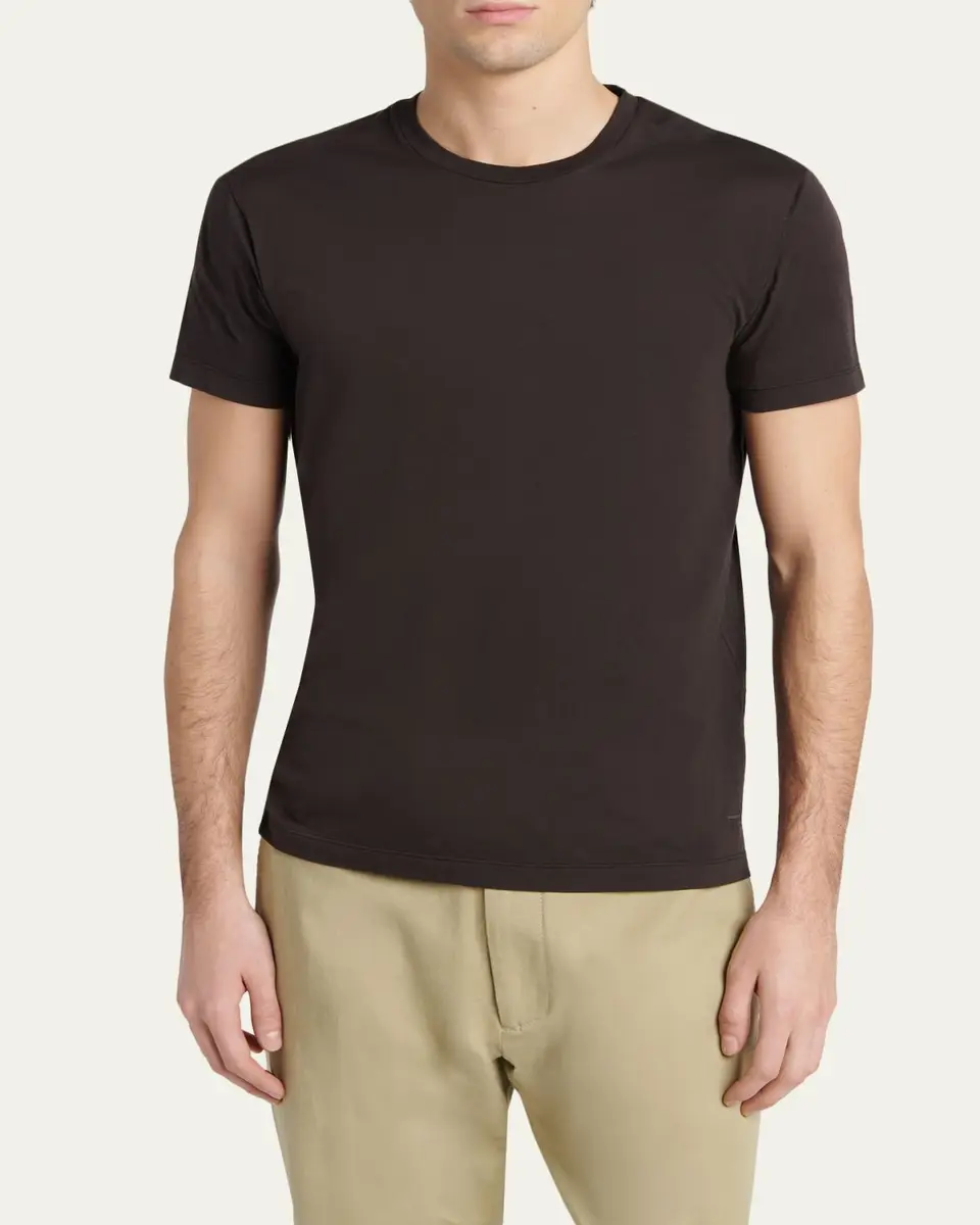 Tom Ford Men's Cotton and Silk Crewneck T-Shirt | Thumbnail 4