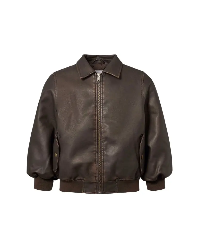Molo Kid's Halden Faux-Leather Bomber Jacket, Size 5-7 | Image 1 Molo Kid's Halden Faux-Leather Bomber Jacket, Size 5-7 | Image 1