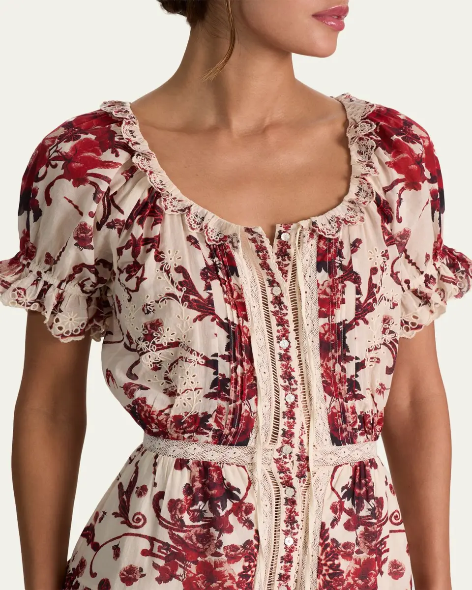 Alice + Olivia McLaine Embroidered Puff-Sleeve Mini Dress | Thumbnail 5 Alice + Olivia McLaine Embroidered Puff-Sleeve Mini Dress | Thumbnail 5